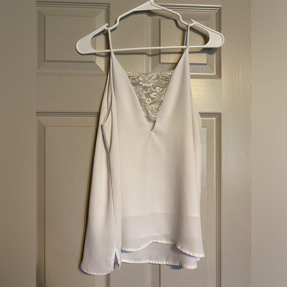 Ces Femme Cream Lace Detail Cami Top